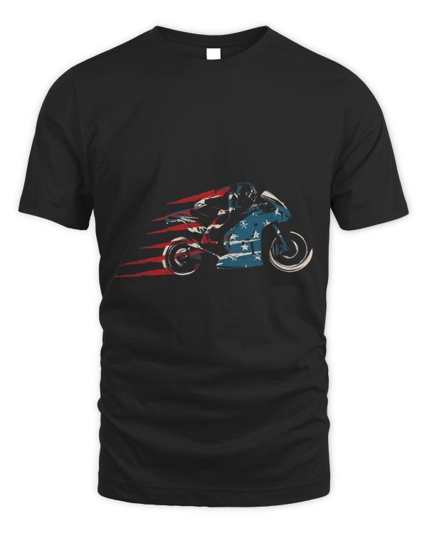 American Flag Super Bike Moto GP 4th of July Dirt Bikers