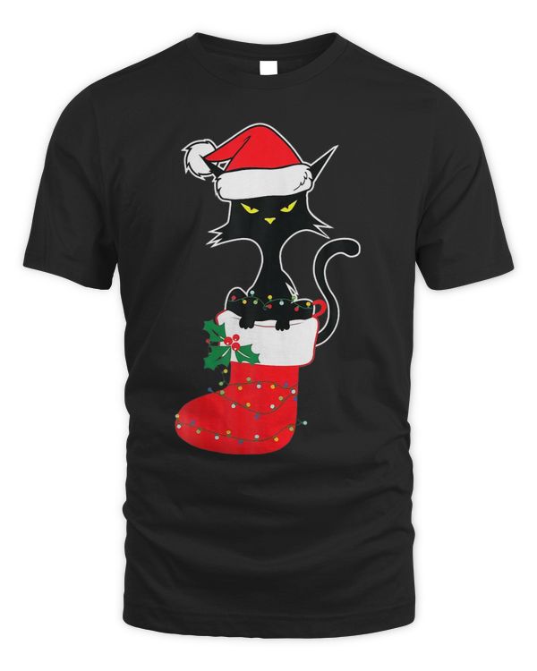 Funny Black Cat Christmas Lights In Sock