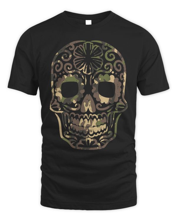 Camo Sugar Skull Calavera Dia De Muertos Mexican Halloween