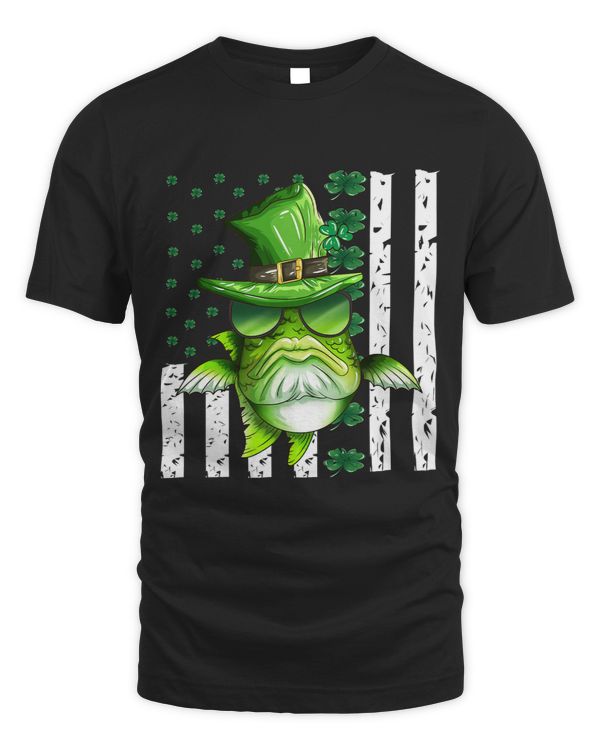 Green Fish Carp Usa Flag St Patricks Day Lucky Motif