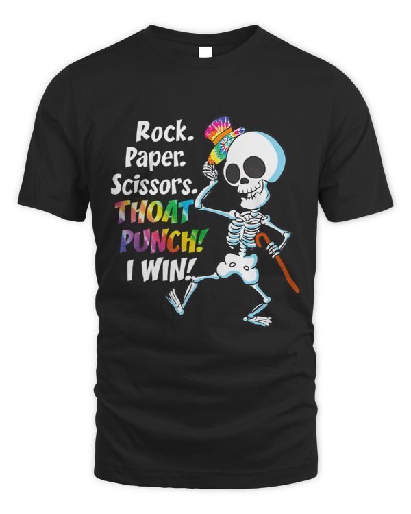 Rock Paper Scissor Throat Punch I Win Skeleton Rainbow
