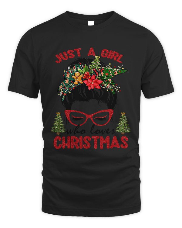 Womens Just A Girl Who Loves Christmas Messy Bun 60