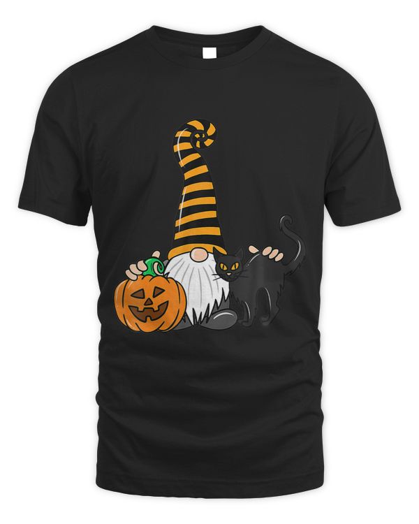 Halloween Cute Gnome Pumpkin Black Cat