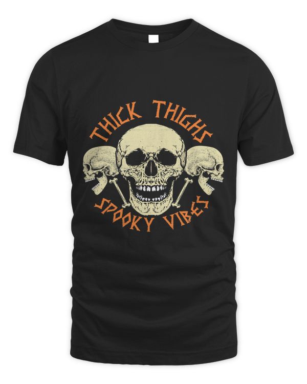 Womens Thick Thighs & Spooky Vibes Shirt Halloween Costume 303