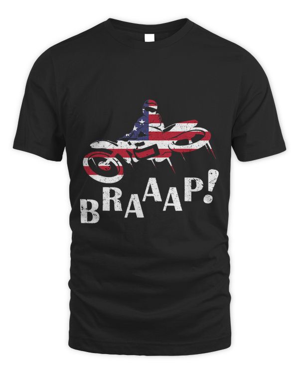 Braaap Vintage American Flag Funny Dirt Bike
