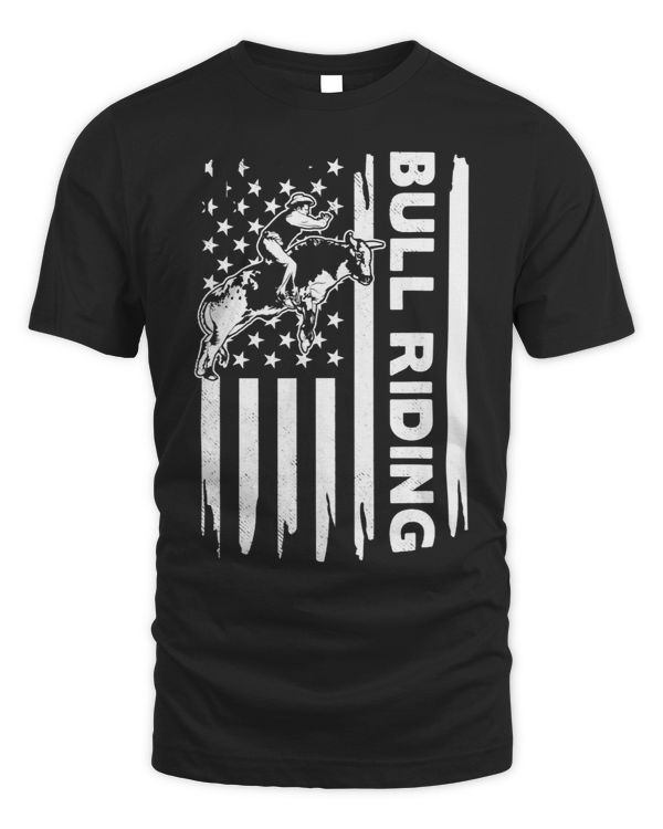 Rodeo bull rider US flag graphic concept