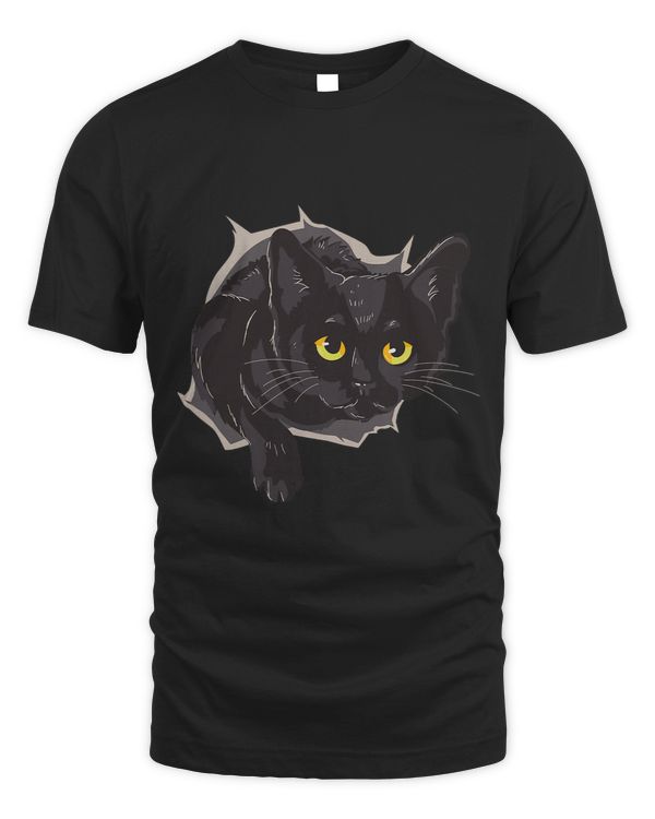 Black Cat Coming out Hole Animal Pet Mom Dad