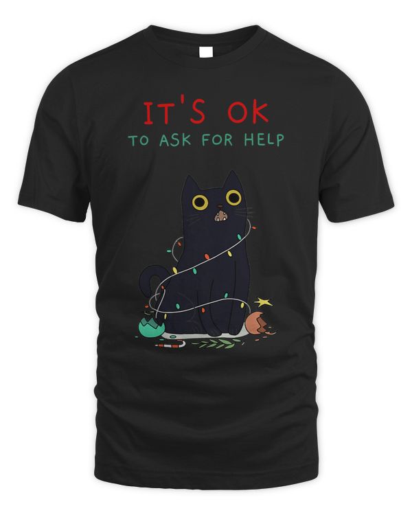 Its Ok To Ask For Help Black Cat Christmas Lights