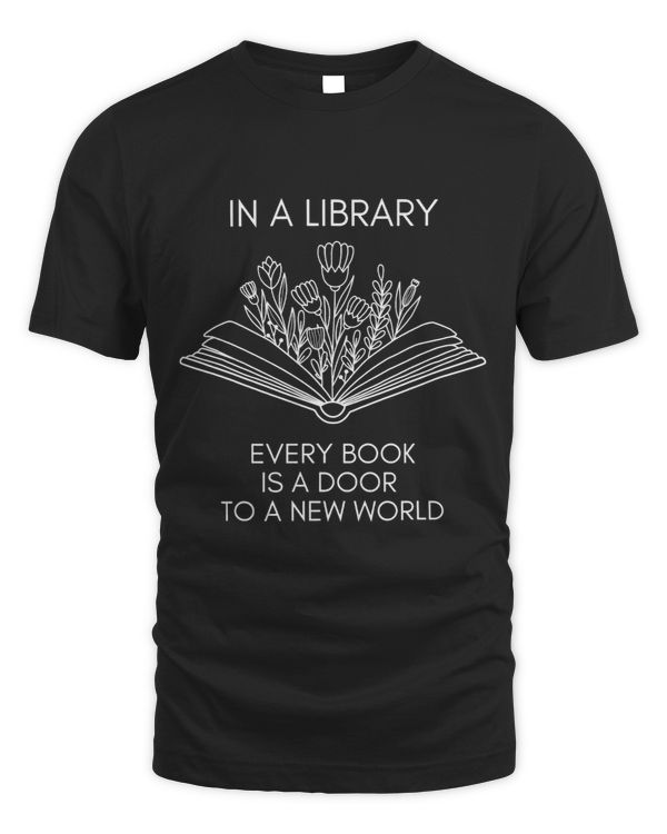 Cute Librarian Girl Floral Book Lover New Door to New World