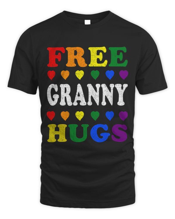 Free Granny Hugs Rainbow Heart LGBT Pride Month
