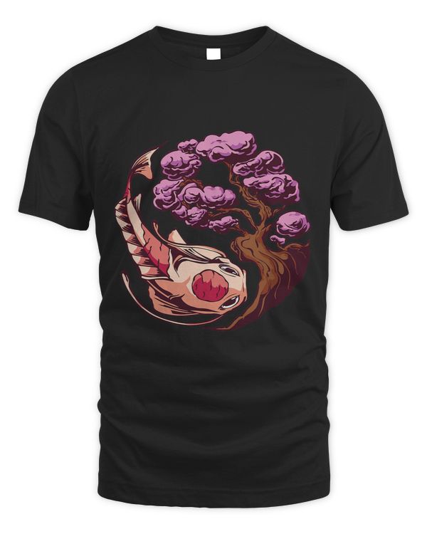 Koi Japanese Koi Carp Sakura Tree Cherry Blossom Red