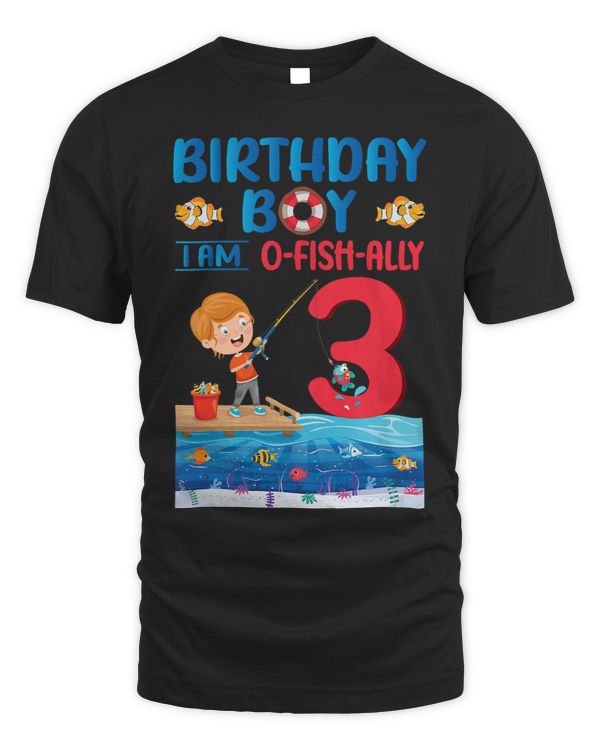 Kids Birthday Boy I Am OFishAlly 3 Years Old 3rd Birthday