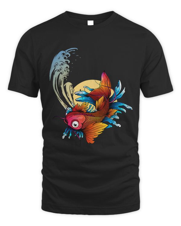 Japanese Koi Carp Sakura Waves Japan Moon Japanese Fish