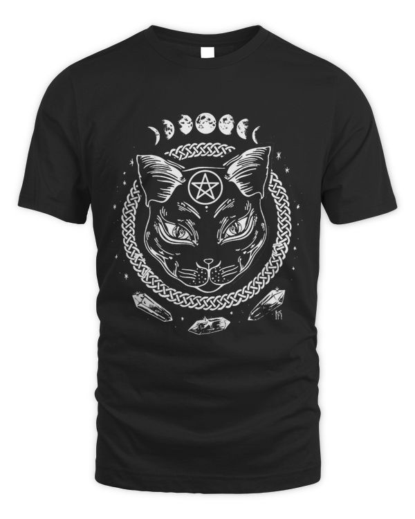 Black Cat Witch Moon Phases Pagan Wicca Crystals