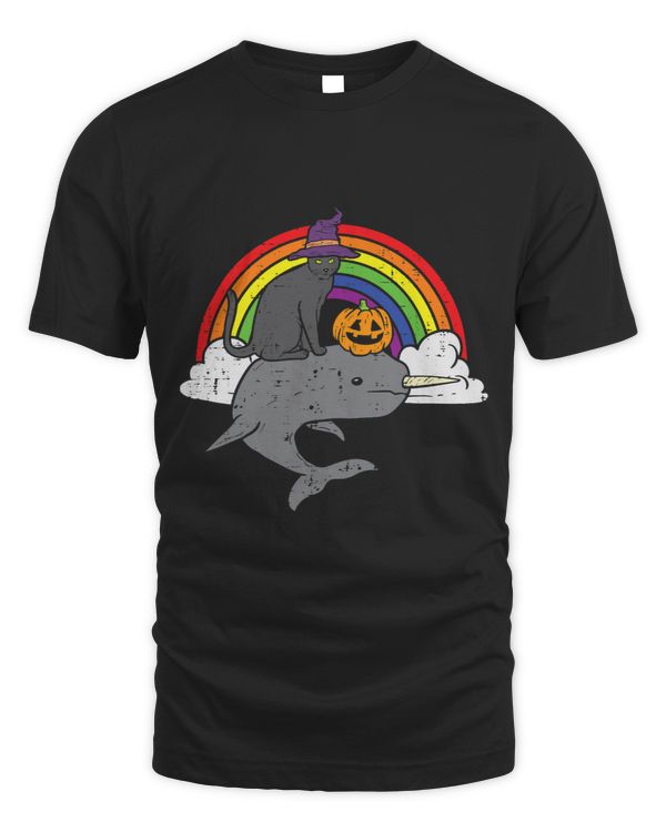 Black Cat Witch Pumpkin Narwhal Rainbow Halloween Animal