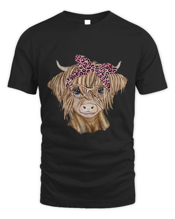 Leopard Bandana Highland Cow Baby Heifer Glasses Farmer Gift