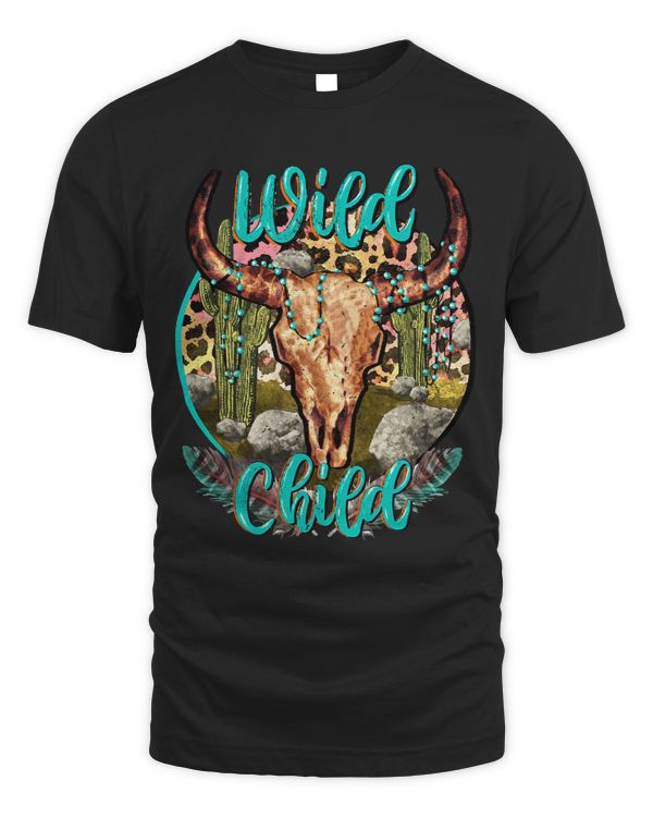 Leopard Boho Bull Skull Cactus Wild Child Western Country