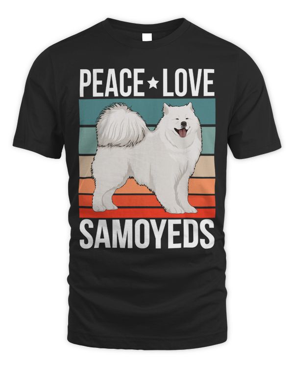 Peace Love Samoyeds Quote Retro Art Dog Owner Vintage