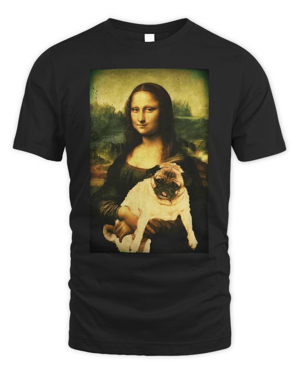 Mona Lisa Holding A Pug Pug Lover Fun Art Painting