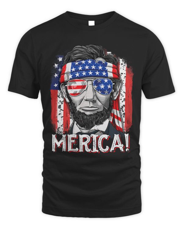 Abraham Lincoln 4th of July Merica Men Women American Flag 1