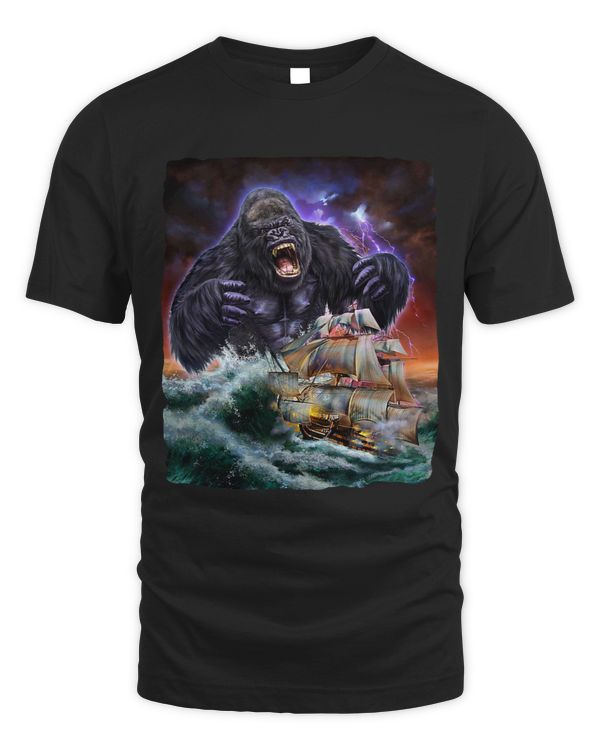 Monster Gorilla as Kraken Attack a War Ship at High Seas