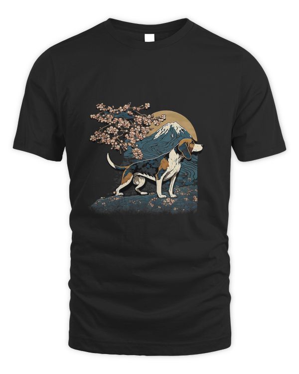 Surrealism Japanese Painting Treeing Walker Coonhound dog 3