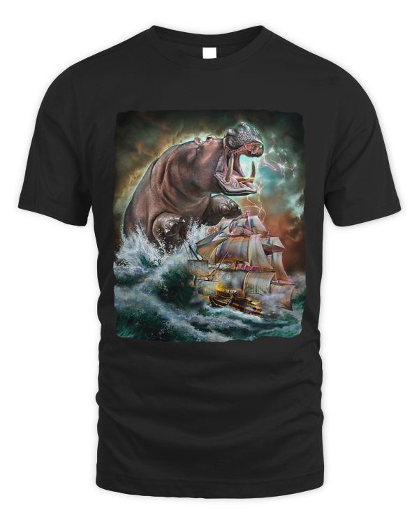 Monster Hippo as Kraken Attack a War Ship at High Seas