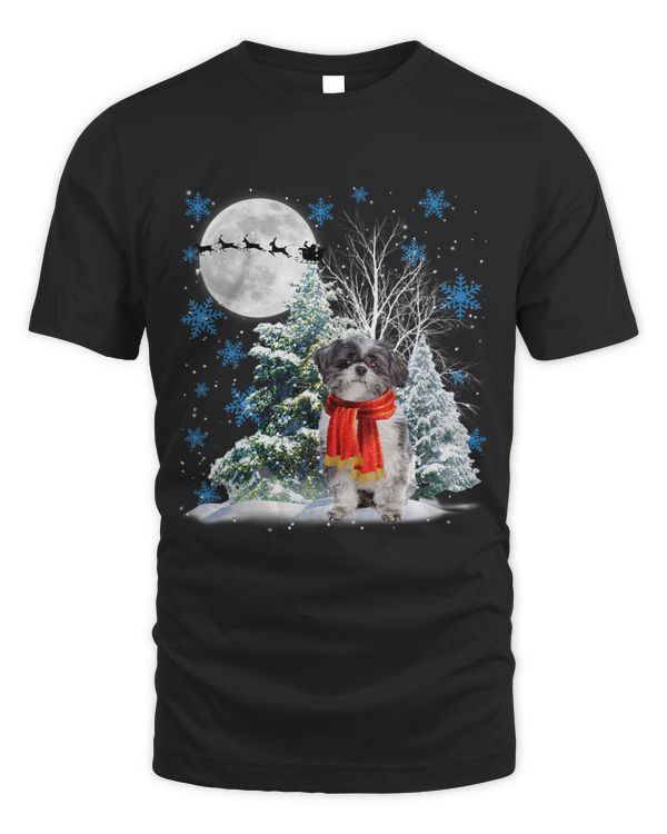 Lhasa Apso Under Moonlight Snow Christmas Pajama 110
