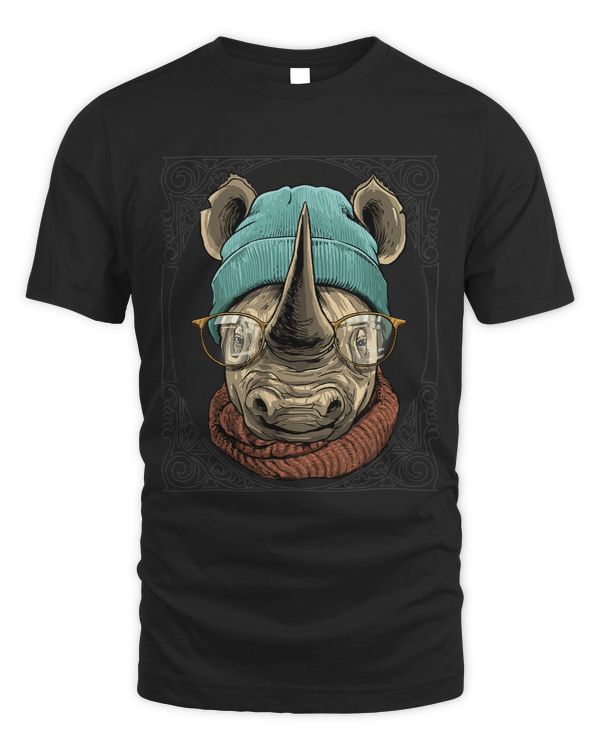 Hipster Rhinoceros With Glasses Wildlife Safari Animal Lover 551