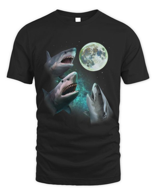 Three Great White Sharks Howl at Moon 3 Wolfs Funny Parody