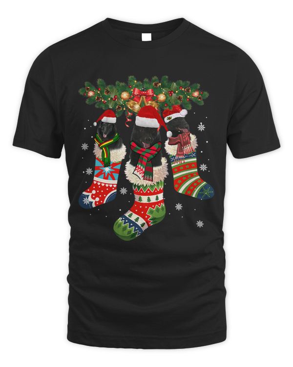 Three Schipperke In Sock Christmas Santa X mas Dog 368