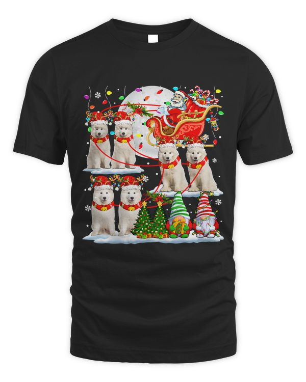 Santa Sleigh Reindeer Samoyeds Xmas Costume Family Kids 19
