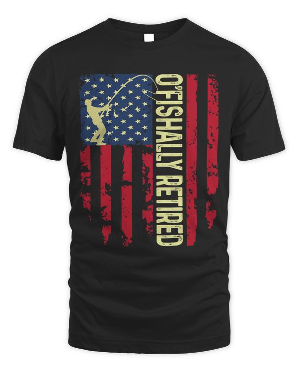 Mens OFishally Retired Dad USA Patriotic Flag Fathers Day