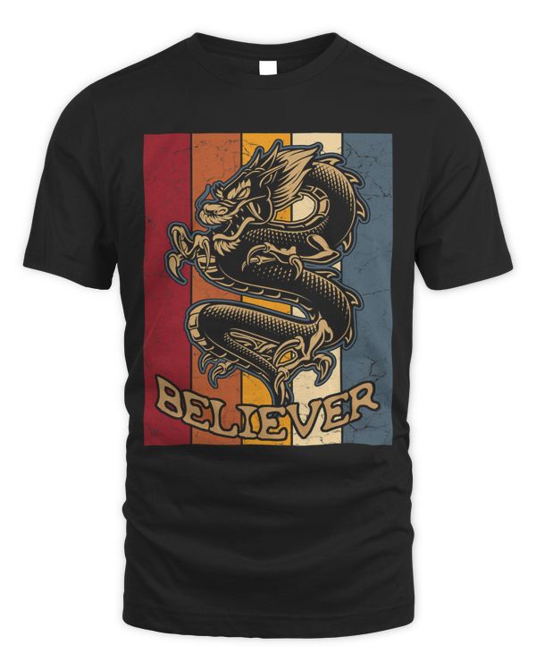 Retro Dragon Shirt Vintage Imagine Chinese Dragon Believer