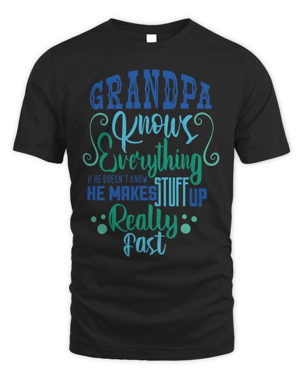 Funny Granddad Fathers Day Tee Grandad Knows Everything