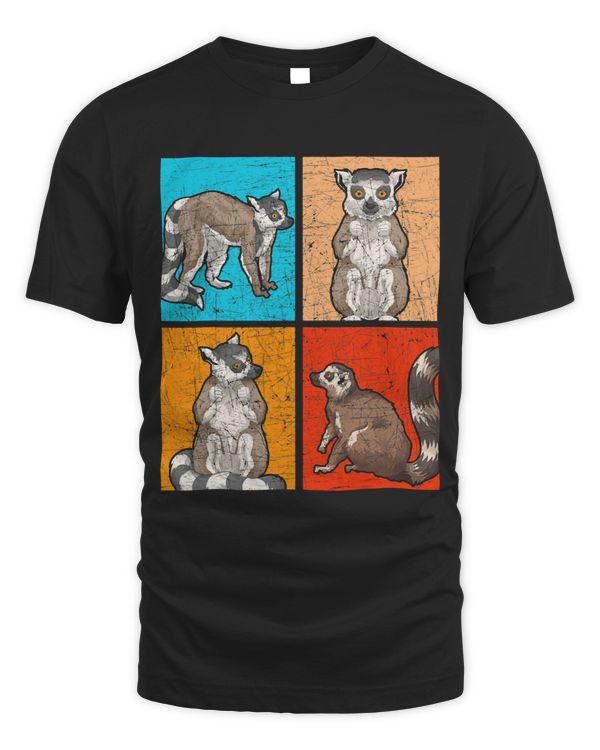 Retro Vari Sifakas Madagascar Zoo Animal Pop Art Lemur