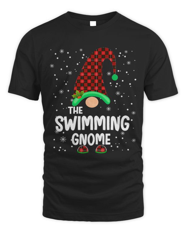 Swimming Gnome Buffalo Plaid Matching Family Christmas Pj
