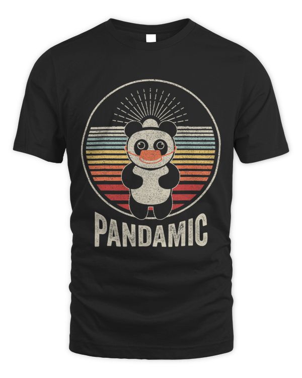 Retro Vintage Panda Bear With Mask Pandamic