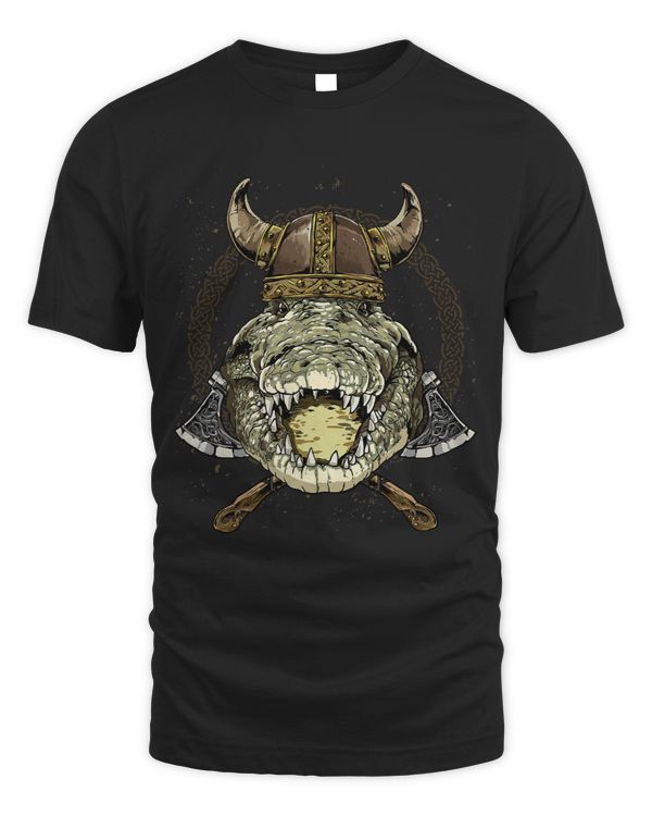 Viking Crocodile with Viking Helmet Mjolnir Axes 102