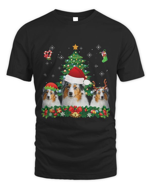 Merry Dogmas Aussie Santa Elf Reindeer Dog Christmas Paws 157