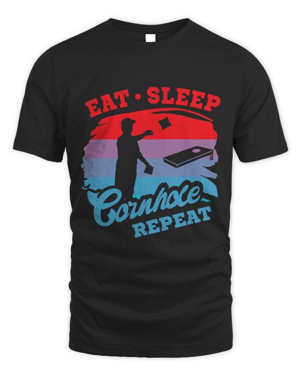 Cornhole sports eat sleep repeat retro aesthetic art