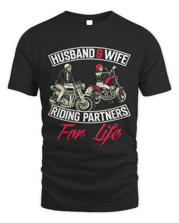 Husband And Wife Riding Partners For Life Funny Motorcycle