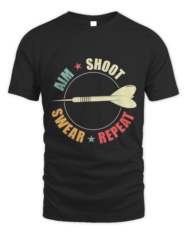 Aim Shoot Swear Repeat Funny Darts Enthusiast Sports Apparel