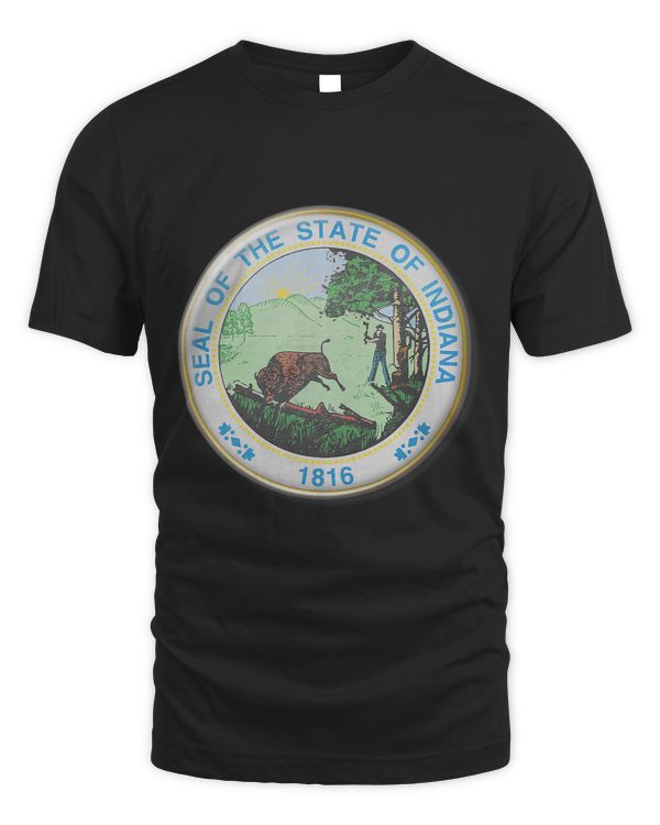 State of Indiana USA Buffalo Farming State Seal Pride Crest