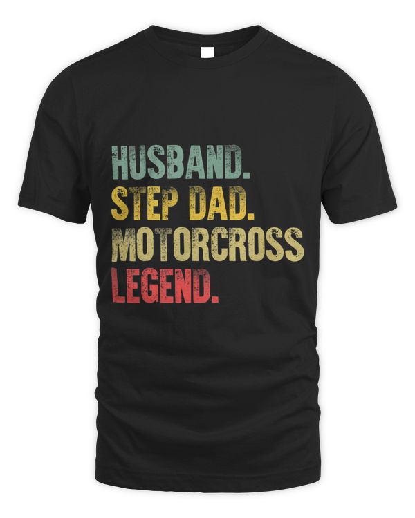 Mens Funny Vintage Shirt Husband Step Dad Motorcross Legend Gift