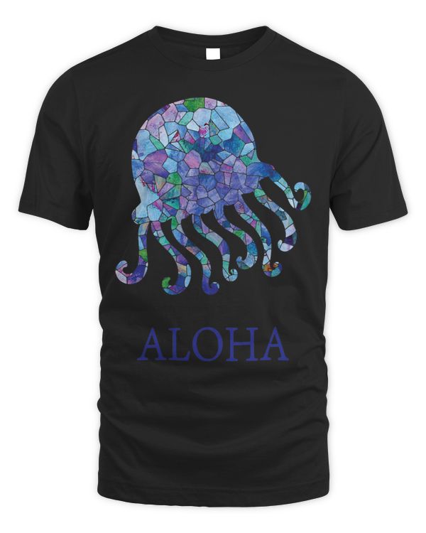 Aloha Jellyfish Blue Geometric Ocean Aqua Sea Beach Nautical