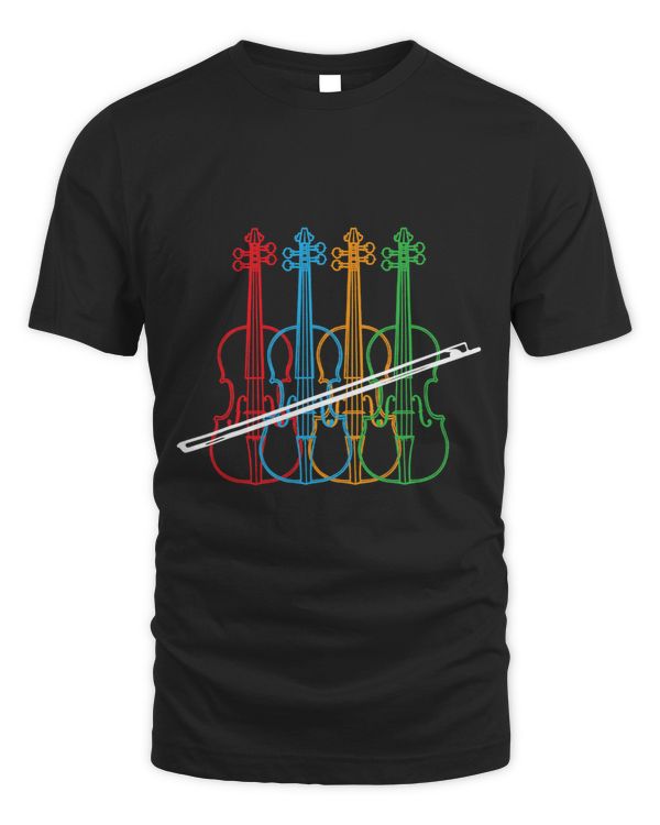 Vintage Colorful Violinist Violin Strings Orchestra Shirt