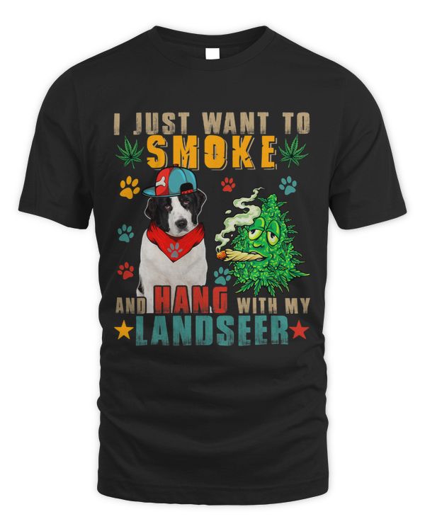 Vintage Smoke And Hang With My Landseer Funny Smoker Weed