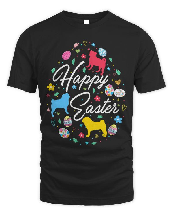 Pug Lover Happy Easter Cute Easter Eggs Shape Collection Funny Pugs Dog