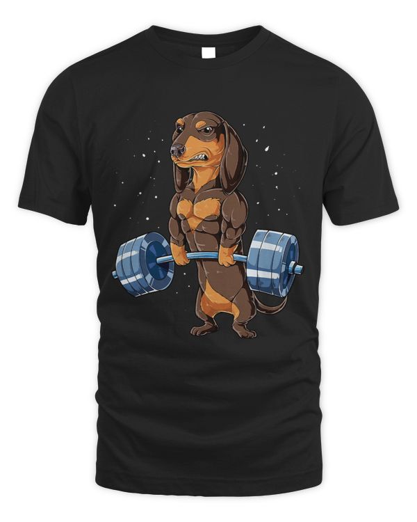 Wiener Weightlifting Deadlift Men Fitness Gym Workout Dachshund Doxie
